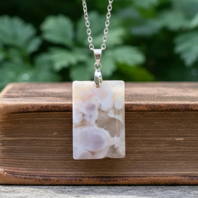 Pendentif en Agate fleurs de cerisier (PE1456-3)