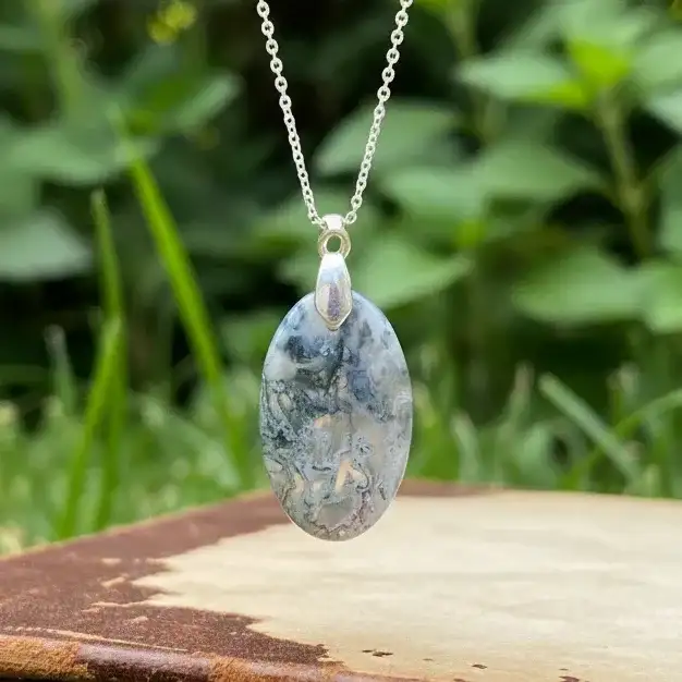 Pendentif en Agate mousse (PE661)