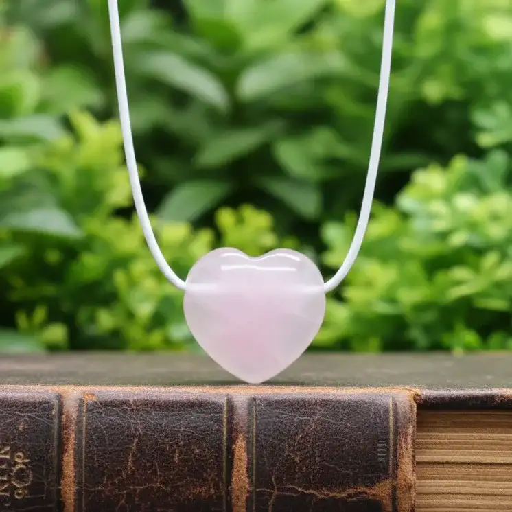 Pendentif cœur en Quartz rose (PE1554 - 2)