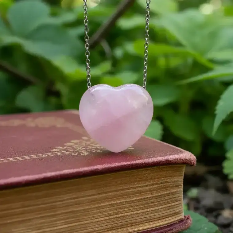 Pendentif cœur en Quartz rose (PE1554 - 4)