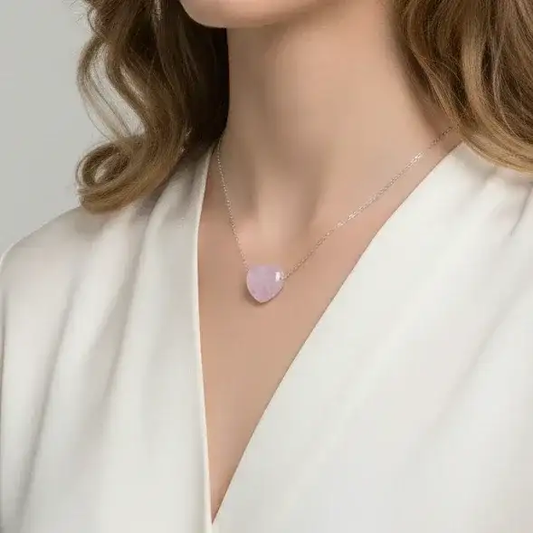 Pendentif cœur en Quartz rose (PE1554 - 4)