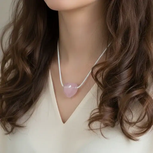 Pendentif cœur en Quartz rose (PE1554 - 2)