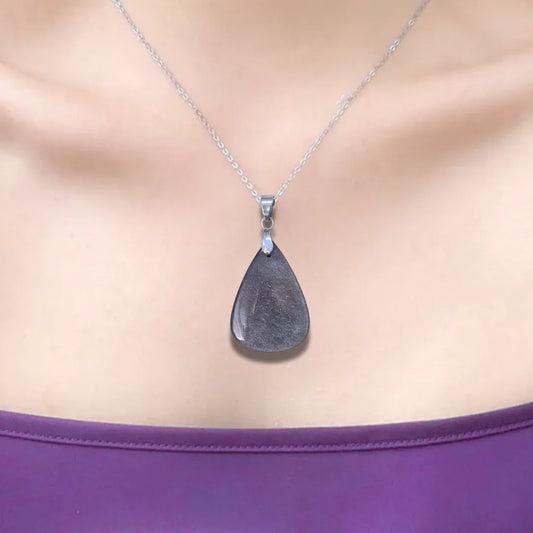 Pendentif en Obsidienne argentée (PE412)