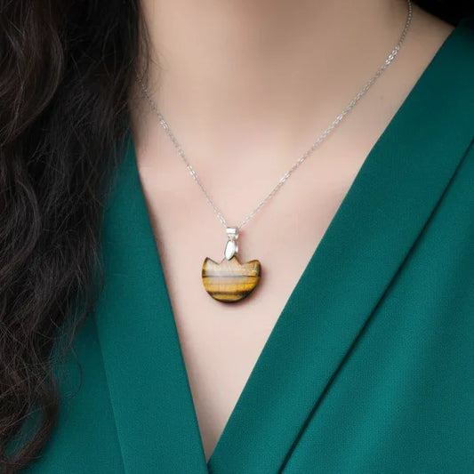 Pendentif tulipe en Œil de Tigre (PE1615-2)