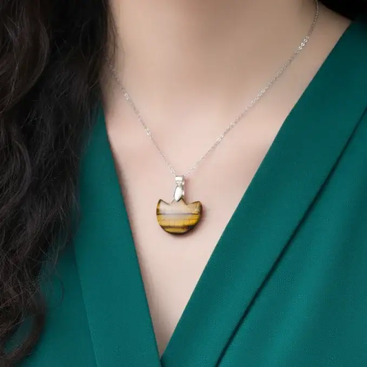 Pendentif tulipe en Œil de Tigre (PE1615 - 2)