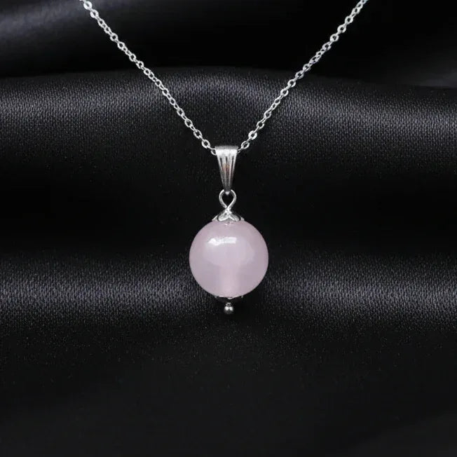 Pendentif perle en Quartz rose (PE2038)