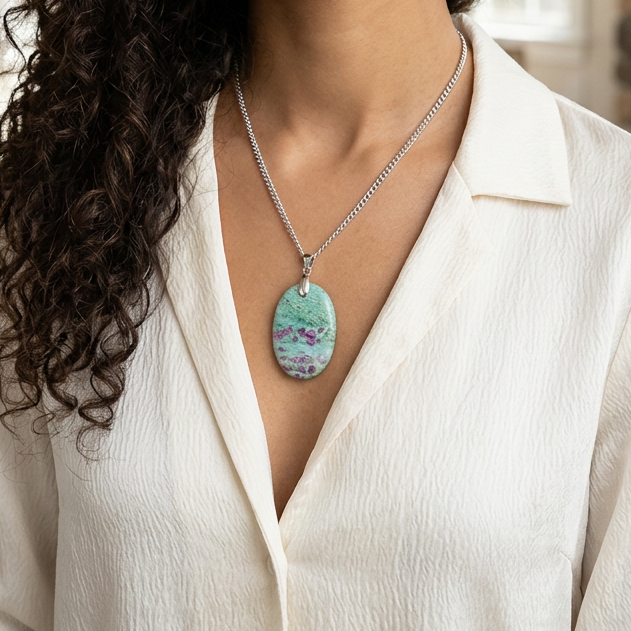 Pendentif en Rubis sur Fuchsite (PE1424 - 3)