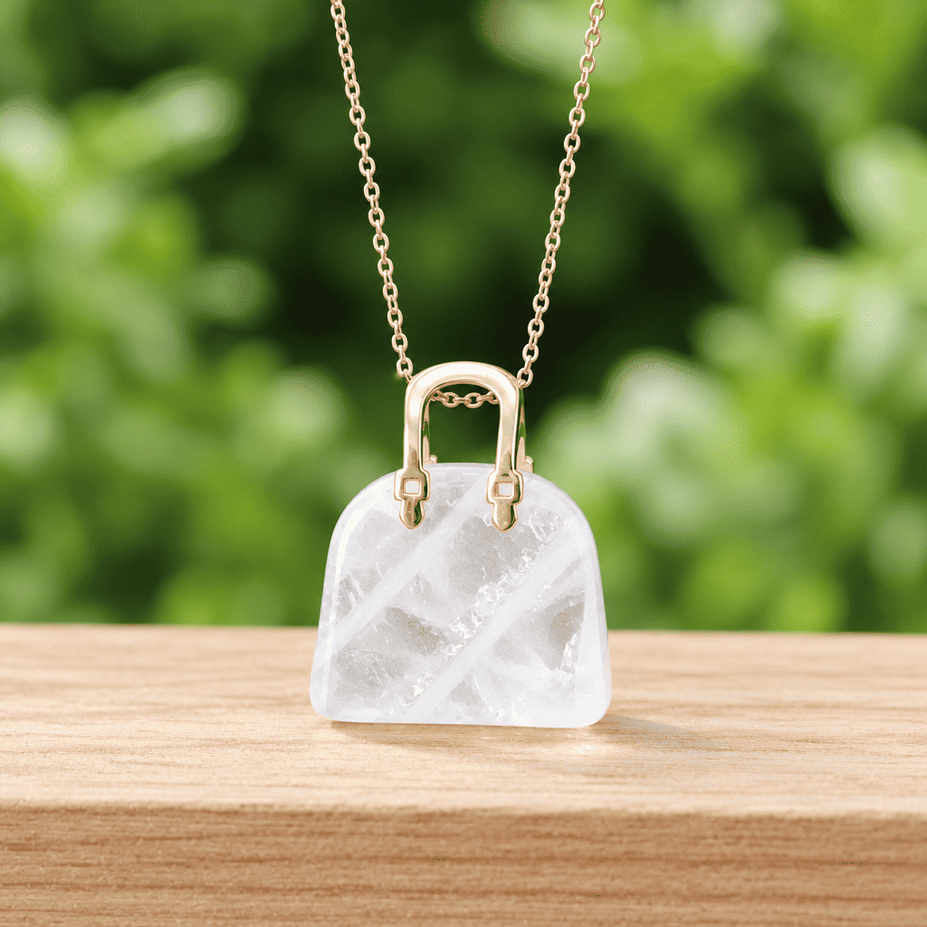 Pendentif Sac à main en Cristal de roche (PE1834 - 1)
