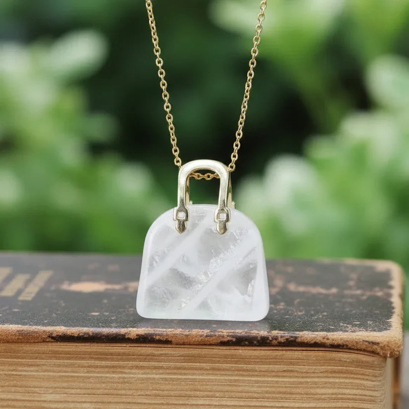 Pendentif Sac à main en Cristal de roche (PE1834-1)
