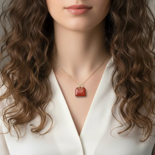 Pendentif Sac à main en Jaspe rouge (PE1836-1)