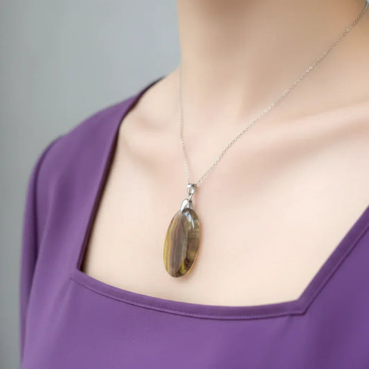 Pendentif en Fluorite jaune et arc-en-ciel (PE2088)