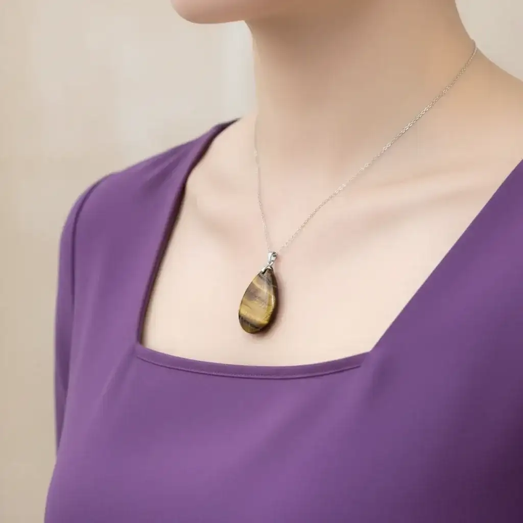 Pendentif biface en Œil de Tigre (PE2091)