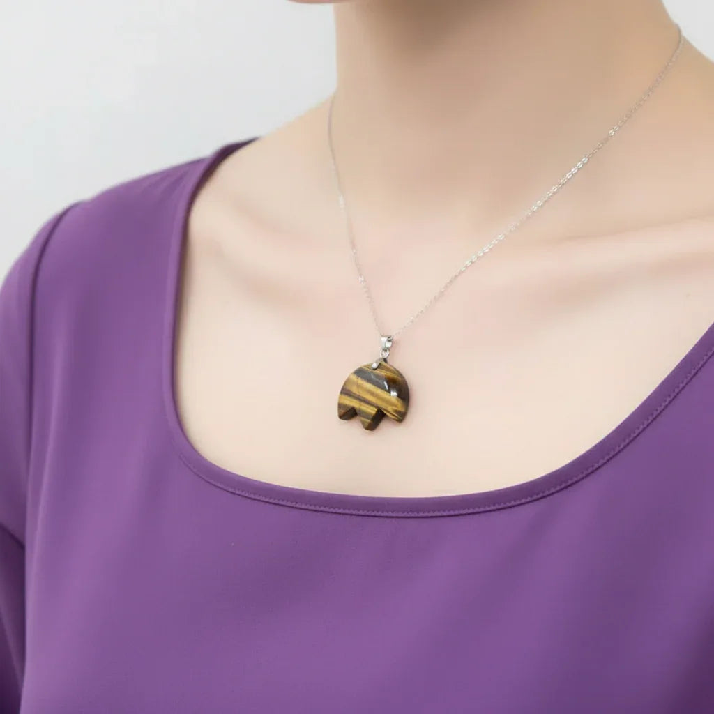 Pendentif tulipe en Œil de Tigre (PE1615-3) - ENAE Minéraux