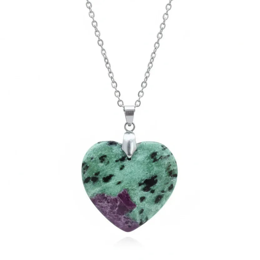 Pendentif cœur en Rubis et Zoïsite (PE2130)