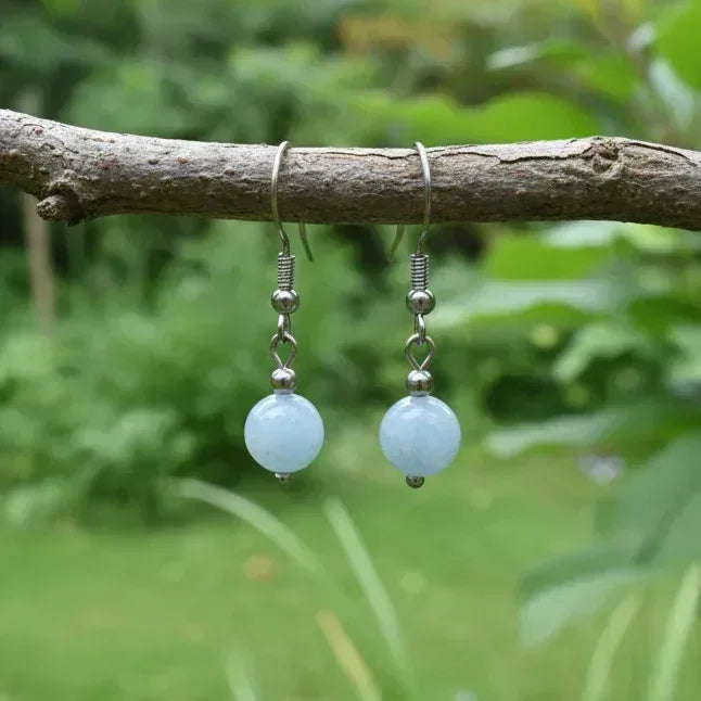 Boucles d'oreilles 1 perle en Aigue-Marine (BO240)