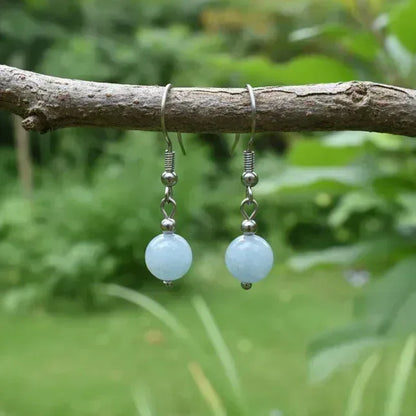 Boucles d'oreilles 1 perle en Aigue-Marine (BO240)