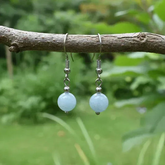 Boucles d'oreilles 1 perle en Aigue-Marine (BO240)