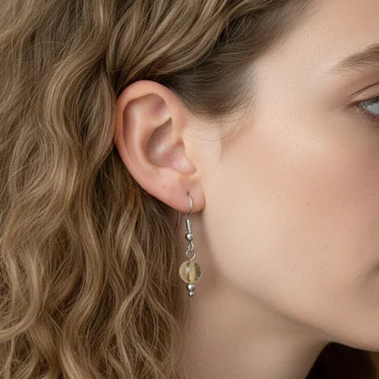 Boucles d'oreilles 1 perle en Quartz Rutile (BO244)