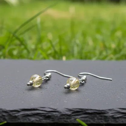 Boucles d'oreilles 1 perle en Quartz Rutile (BO244)