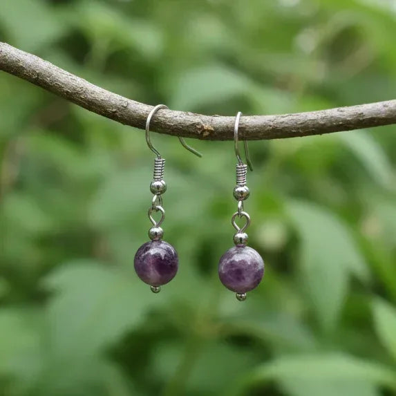 Boucles d'oreilles 1 perle en Tourmaline rose (BO243)