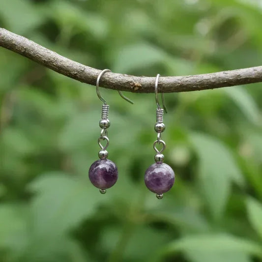 Boucles d'oreilles 1 perle en Tourmaline rose (BO243)