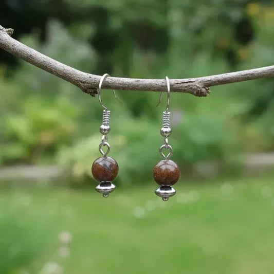 Boucles d'oreilles 1 perle en Opale Boulder (BO242)