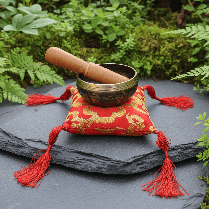 Bol chantant, maillet et coussin