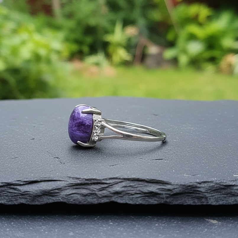 Bague réglable en Charoïte (BAG23 - 2)
