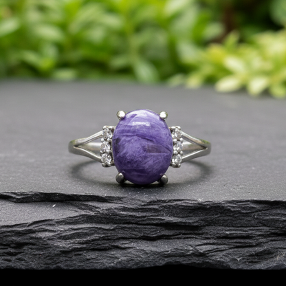 Bague réglable en Charoïte (BAG23 - 2)