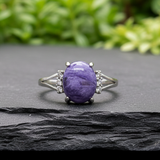 Bague réglable en Charoïte (BAG23 - 2)