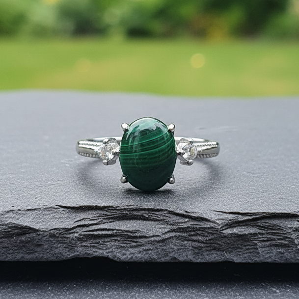 Bague réglable en Malachite (BAG64 - 4)