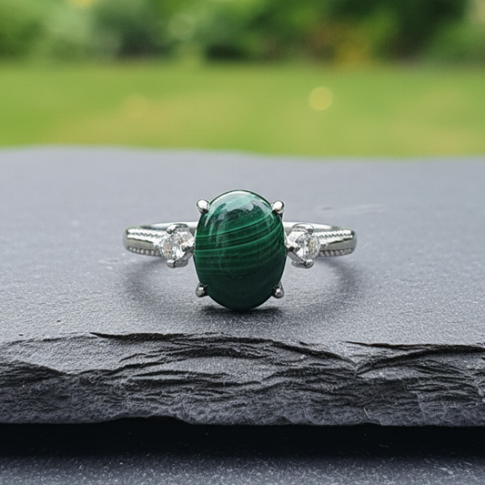 Bague réglable en Malachite (BAG64 - 4)