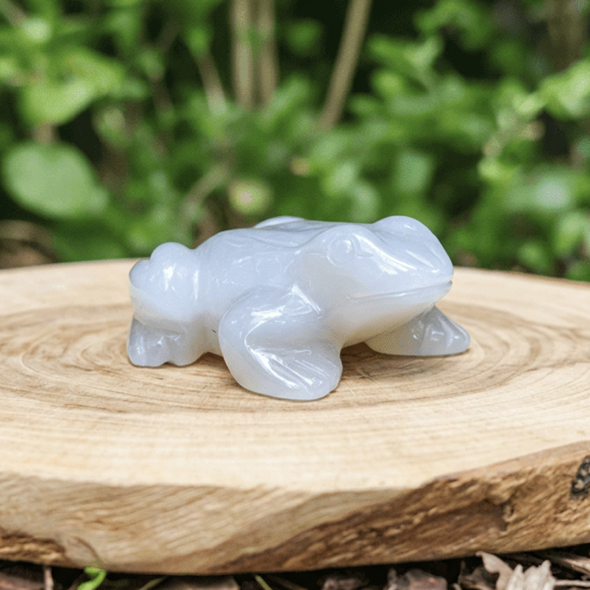 Grenouille en Calcédoine grise avec dos cristallisé 59g (PRGFL539 - 3)