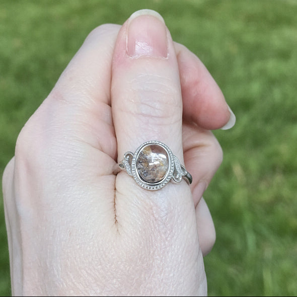 Bague réglable en Quartz Lodolite (BAG35 - 14)