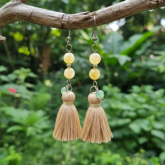 Boucles d'oreilles en Calcite jaune et Aventurine verte (BO248)