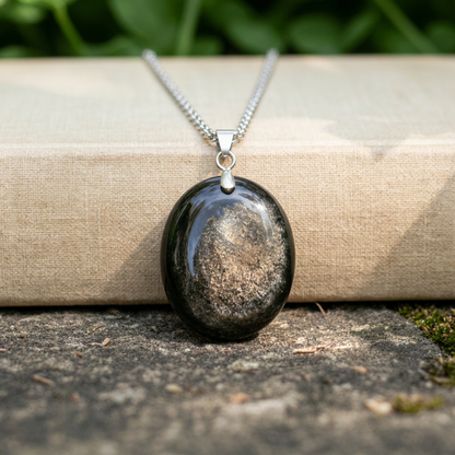 Pendentif en Obsidienne dorée (PE2136)