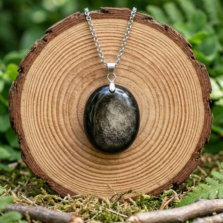 Pendentif en Obsidienne dorée (PE2136)