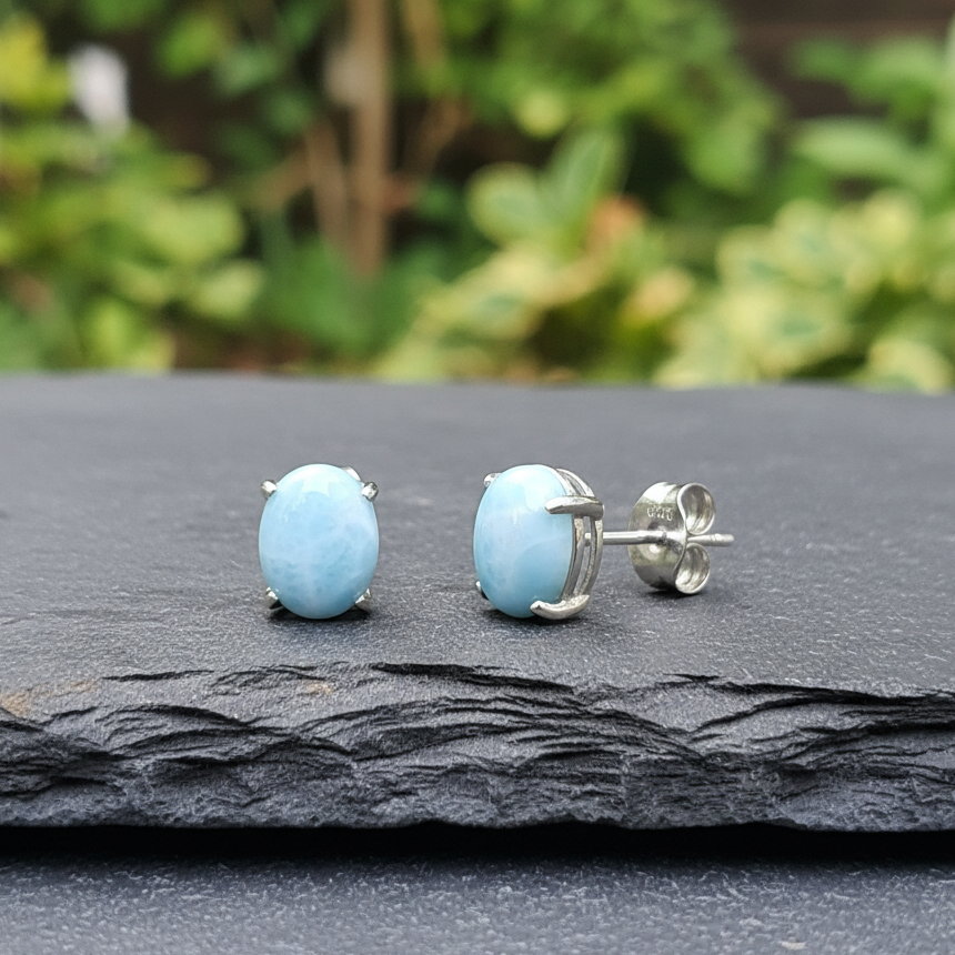 Puces d'oreilles en Larimar (BO247 - 2)