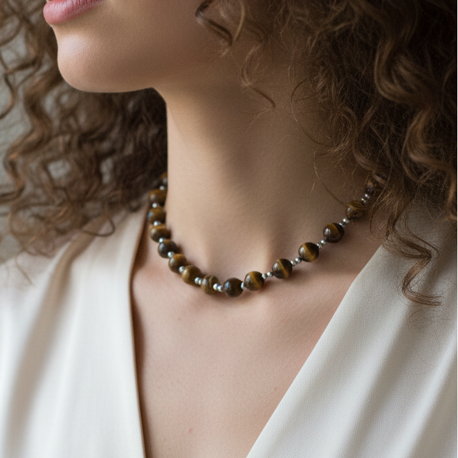 Collier en perles d'Œil de Tigre (COL26 - 2)