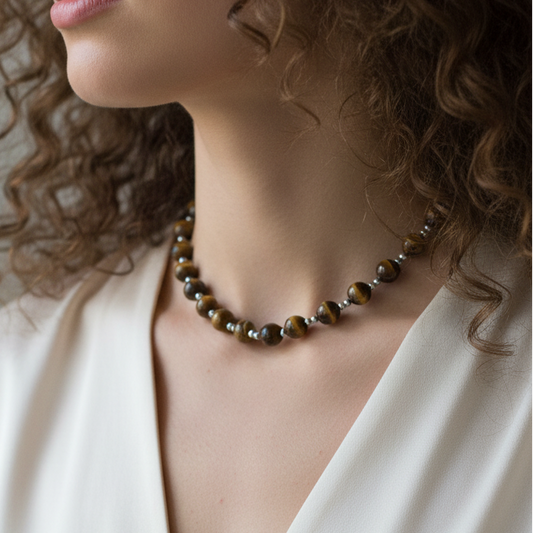 Collier en perles d'Œil de Tigre (COL26 - 2)