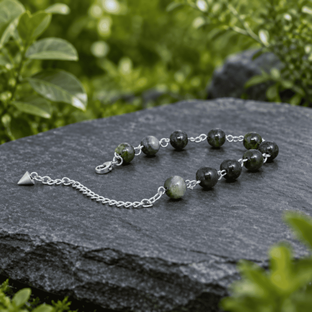 Bracelet réglable en Jaspe Héliotrope