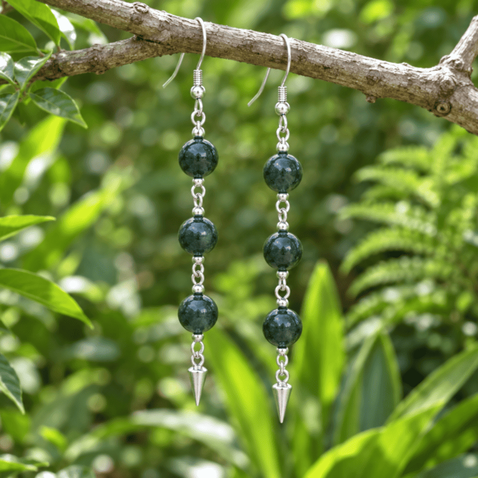 Boucles d'oreilles en Jaspe Héliotrope (BO251)
