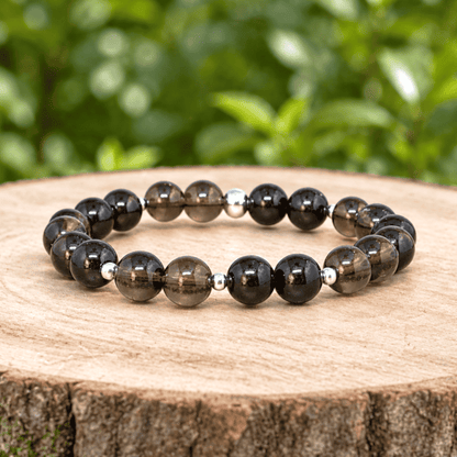 Bracelet en Quartz fumé et Tourmaline noire