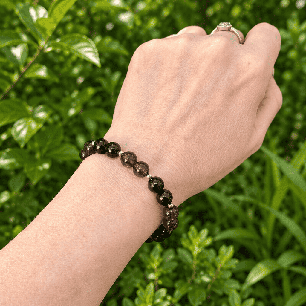 Bracelet en Quartz fumé et Tourmaline noire