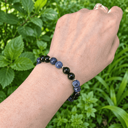 Bracelet en Sodalite et Tourmaline noire