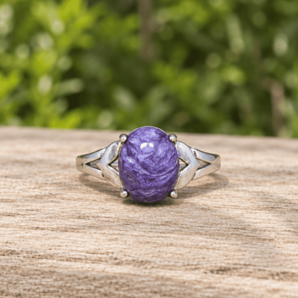 Bague réglable en Charoïte (BAG23)