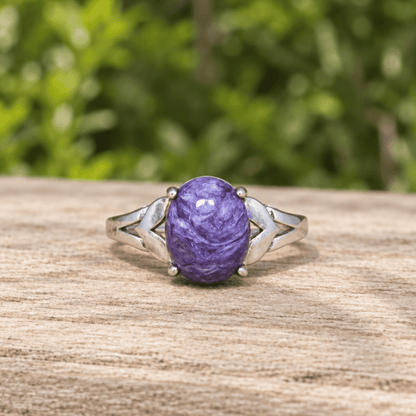 Bague réglable en Charoïte (BAG23)