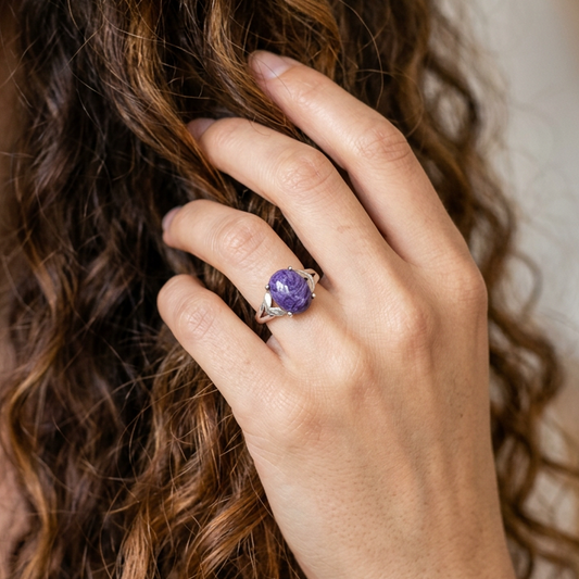 Bague réglable en Charoïte (BAG23)