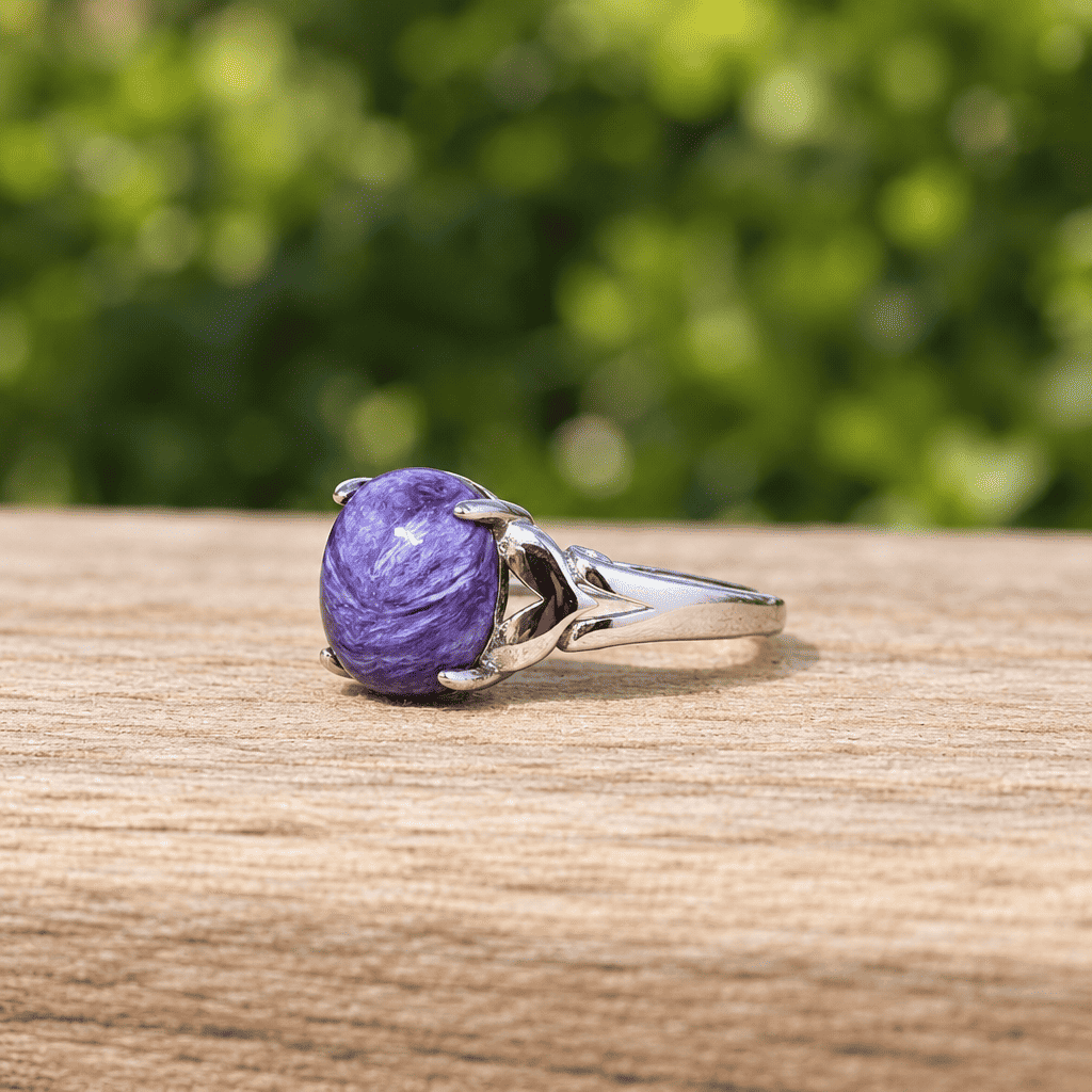 Bague réglable en Charoïte (BAG23)