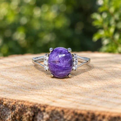 Bague réglable en Charoïte (BAG23 - 2)